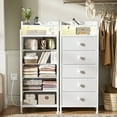 thumbnail image 4 of GUNAITO Commode Haute à DEL pour Chambre avec 5 Tiroirs Commode Bac de Rangement en Tissu Blanc, 4 of 9