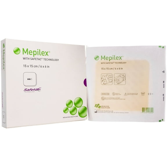 Molnlycke 294399 Mepilex Self-Adherent Silicone Foam Dressing 6" x 6" - 5/BX