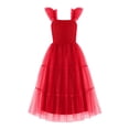 thumbnail image 1 of Vestido Arshiner rojo para niñas de 5 a 6 años con correa elástica, 1 of 5