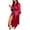 Red, variant on Kaemgyyd Plus Size Satin Robes for Women Soft Silk Kimono Long Bathrobe Lightweight 3/4 Sleeve Sleepwear Loungewear