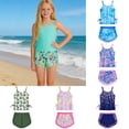thumbnail image 3 of Ticikt Girls Two Piece Swimwear Tropical Print Bikini Tankini Top and Bottom for Beach Pool Summer High Waisted Swimsuits,Color:Army Green,11-12 Years, 3 of 4