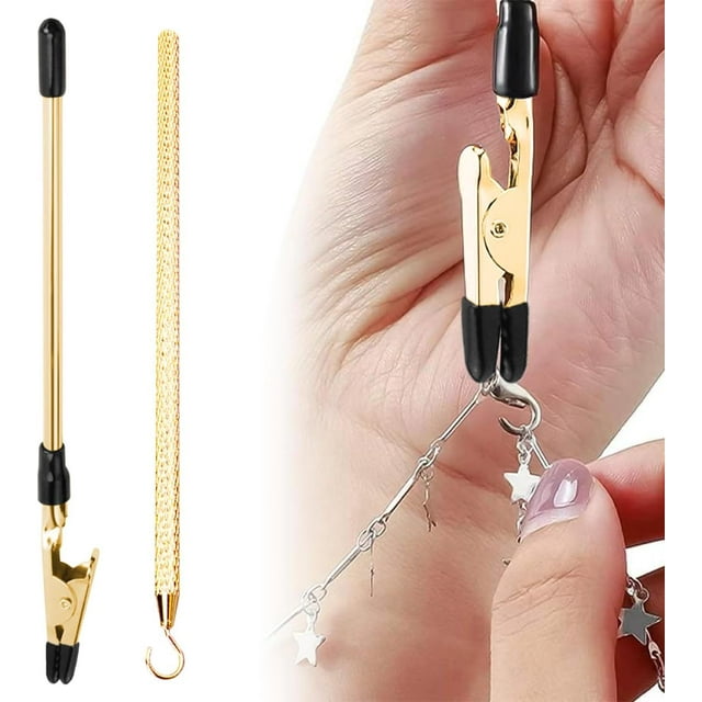 Bracelet Helper Tool - Fastener Helper Tool for Bracelet to Put on Yourself,Assistance for Jewelry, Necklace,Watch Clasps Zippers Crafts Adjustment.,Gold