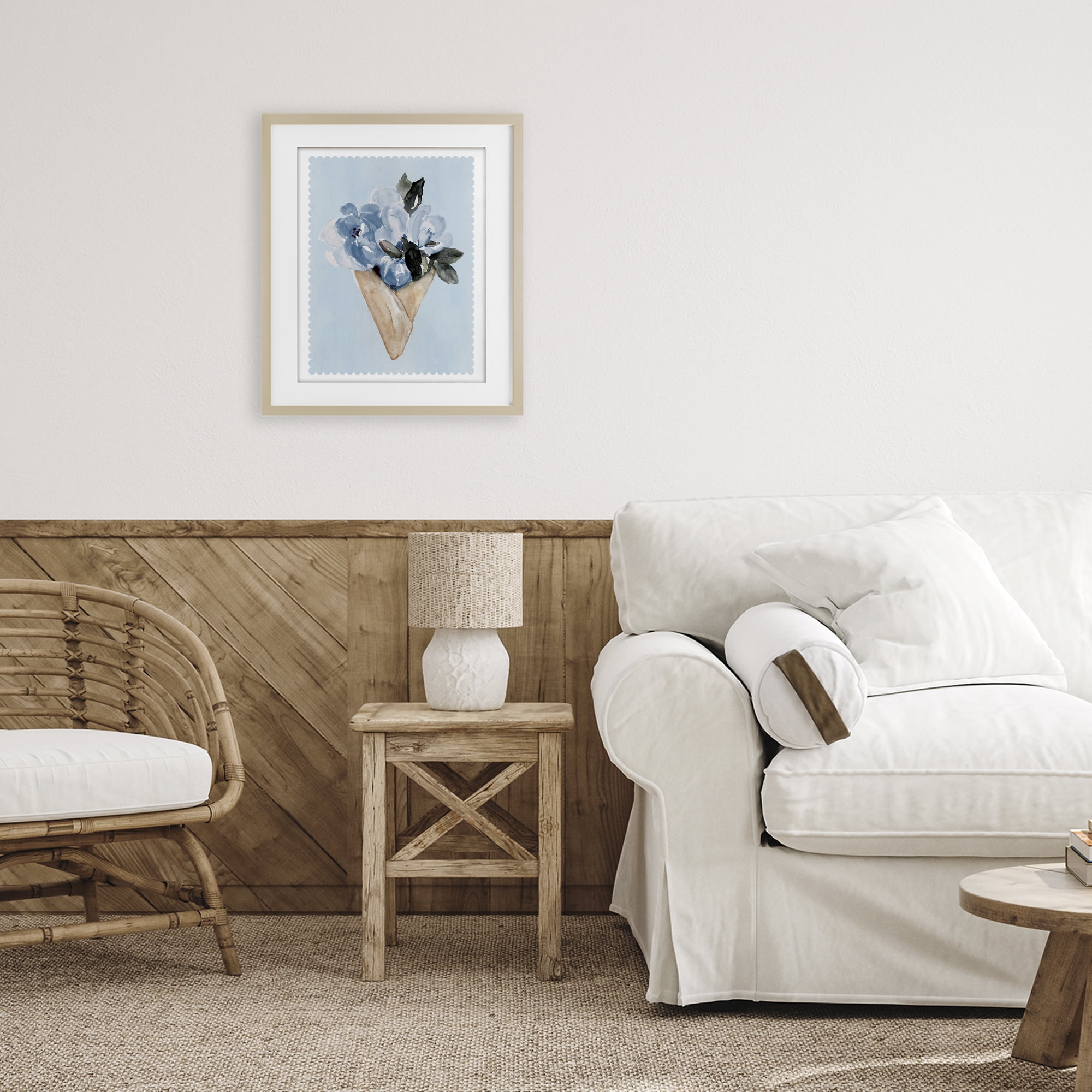 Stupell Industries Blue Flower Gift Bouquet Birch Framed Print Under Glass, design by Elizabeth Medley