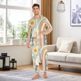 thumbnail image 6 of FORMRS Onesies Pajama for Adults Unisex Hoodie Winter Jumpsuit One Piece Sleepwear, Sizes S-2XL, Beige Rainbow Clouds, 6 of 7