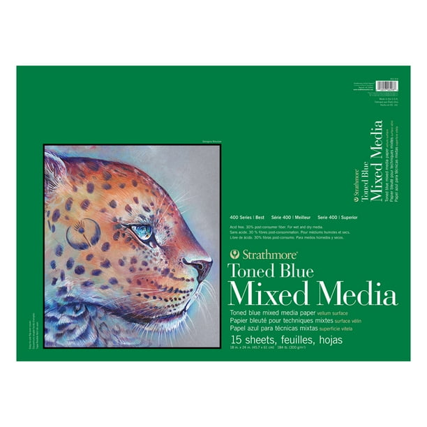 Strathmore Toned Mixed Media Paper Pad, 400 Series, 18" x 24", 15 Sheets, Toned Blue Walmart