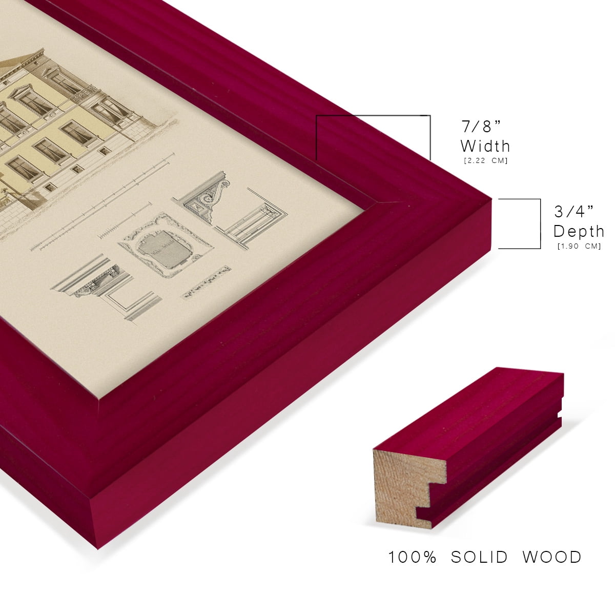 Estate and Plan VI -Framed Print w/glass-Cherry Red