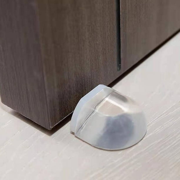 Pack De 6 Topes De Puerta Adhesivos Para Suelo | Transparentes De Acrílico | 4x3.8x2 Cm | Sin Taladrar | Para Suelos Duros | Protege Paredes Y Muebles