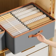 Glowvia 2-Pack Fabric Storage Bins with 4 Detachable Dividers and Handle - Foldable, Stackable Wardrobe Organizer