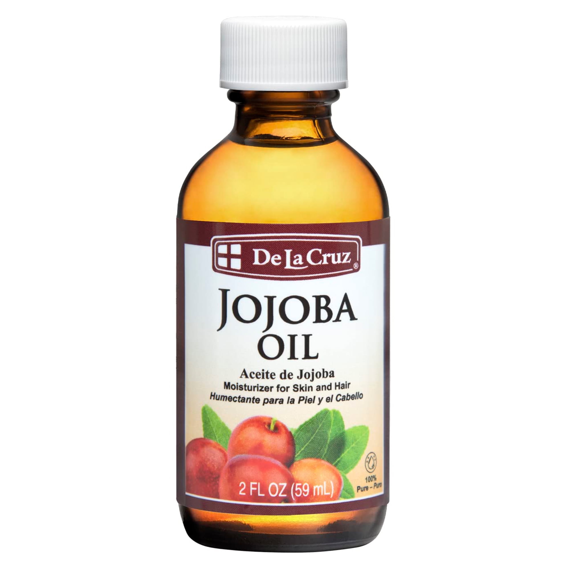De La Cruz 100% Pure Unrefined Jojoba Oil for Dry Skin and Hair, 2 fl Oz