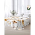 thumbnail image 5 of Orange Floral Spring King Size Flat Sheet, Wrinkleproof & Fadeproof Cooling Flat Bed Sheet Only, Butterfly Botanical Summer Breathable Soft Bedding Top Sheets 105 x 98 Inches, 5 of 8