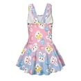 thumbnail image 5 of COEQINE Girls One Piece Swimsuit for Swim Lessons & Beach Play, Cute Swim Dress with Skirt & Liner, Scoop Neck Fixed Wide Strap V-Back Swimwear, Ages 5-6, Easter Bunny Pink Blue Gradient, 5 of 8