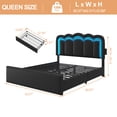 thumbnail image 3 of Queen Size Bed Frame with 4 Storage Drawers and LED Lights, Upholstered Platform Bed with Adjustable Chic Double Wavy Headboard, Charging Station, Metal Slats Support, White, 3 of 11