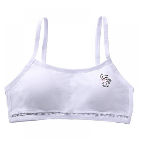

Adolescent Girls Training Bra Kids Teenage Seamless Double Cotton Built-Up Stretch Sport Underwear for Puberty Girls 8-16Y