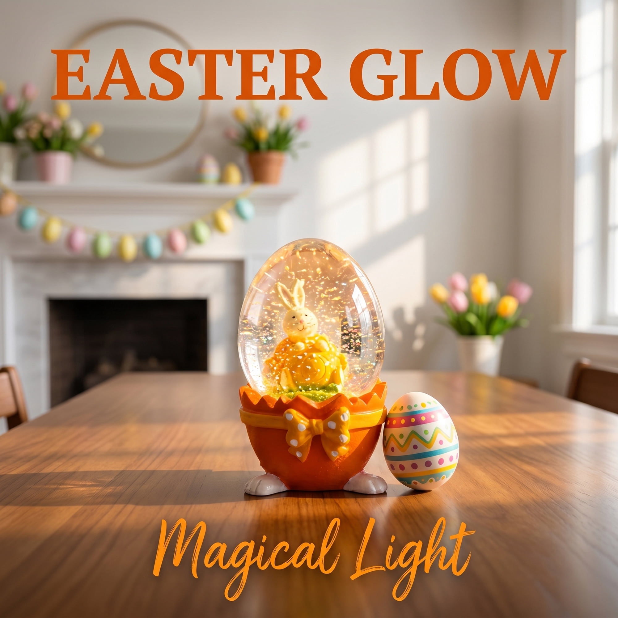Unique Bargains Light Up Crystal Ball Snow Globe LED Decorative Orange 1.6" x 1.6" x 2.9"