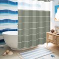 thumbnail image 2 of No Hook Shower Curtain, Sage Green Stripes Shower Curtains for Bathroom with See Through Top Window, Farmhouse Striped Modern Aesthetics Waterproof & Washable Bath Curtain Stall 48"x72", 2 of 3
