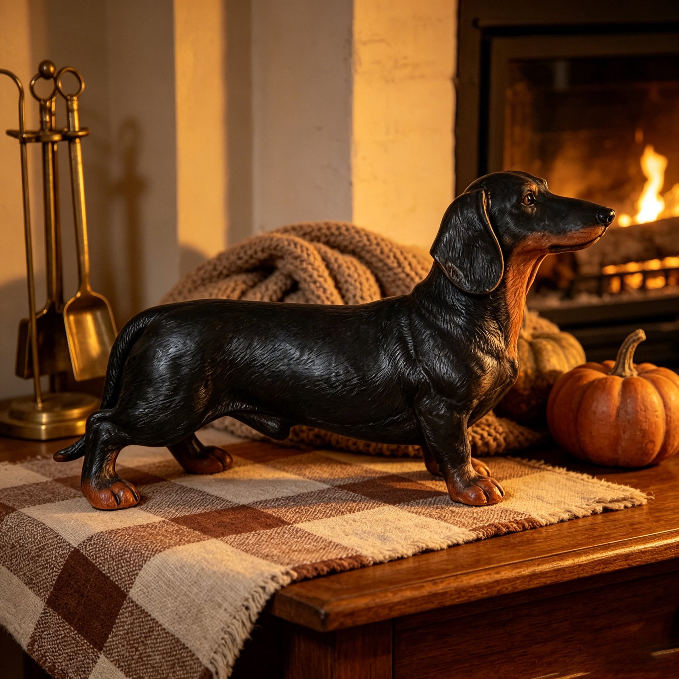 GDF Studio Dachshund Resin Indoor/Outdoor Guardian Statue, Weather-Resistant Decor Figurine for Garden & Courtyard