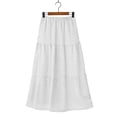 thumbnail image 4 of Arlun Women's Summer Casual Elegant Layered Tiered Maxi Skirts Elastic High Waisted Eyelet A Line Flowy Long Skirts with Pockets Loose Comfort Solid Color Vacation Skirt 2026 White XL, 4 of 5