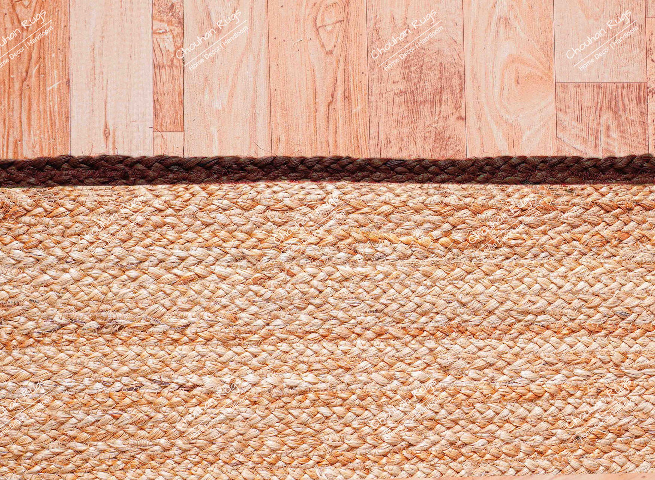 Chouhan Rugs Natural Jute Brown Lined Rug Bohemian Rug Decor Rug Handwoven Rug Custom Rug Decorative Rug