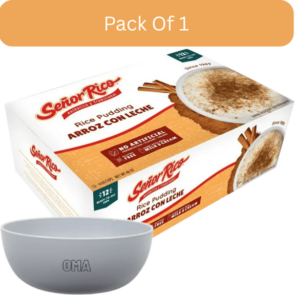 Señor Rico Rice Pudding Snack, 4 oz (12-count), With Olive White Bowl By OMA