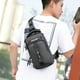 thumbnail image 5 of Mochila bandolera para hombre mujer | Bolsa de pecho ajustable para el hombro con orificio para auriculares | Poliéster ligero | Tamaño compacto para tabletas de 7,9" | Azul Caqui Gris Oscuro | 11,8, 5 of 7