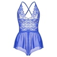 thumbnail image 4 of Levmjia Womens Lace Mesh One Piece Lingerie Set V Neck Sleeveless Ruffle Hem Bodysuit Soft Lightweight Stretchy Plus Size Nightwear Dates, 4 of 4