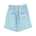thumbnail image 6 of Lenpel Women's Casual Shorts Lightweight Elastic Waist Wide Leg Shorts Trendy Summer Shorts with Pockets, 6 of 7