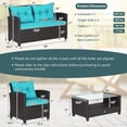 thumbnail image 5 of YYAo Conversation Loveseat Chairs Set, Garden Conversation Table Set, 4 Pieces Patio Rattan Furniture Set with Tempered Glass Coffee Table-Turquoise, 5 of 8