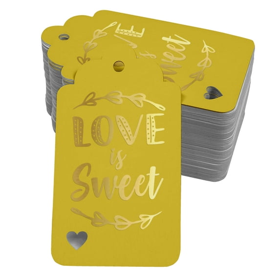 Inkdotpot 100 Pack Love Is Sweet Wedding Favor Paper Tags Craft Real Gold Foil Hang Tag