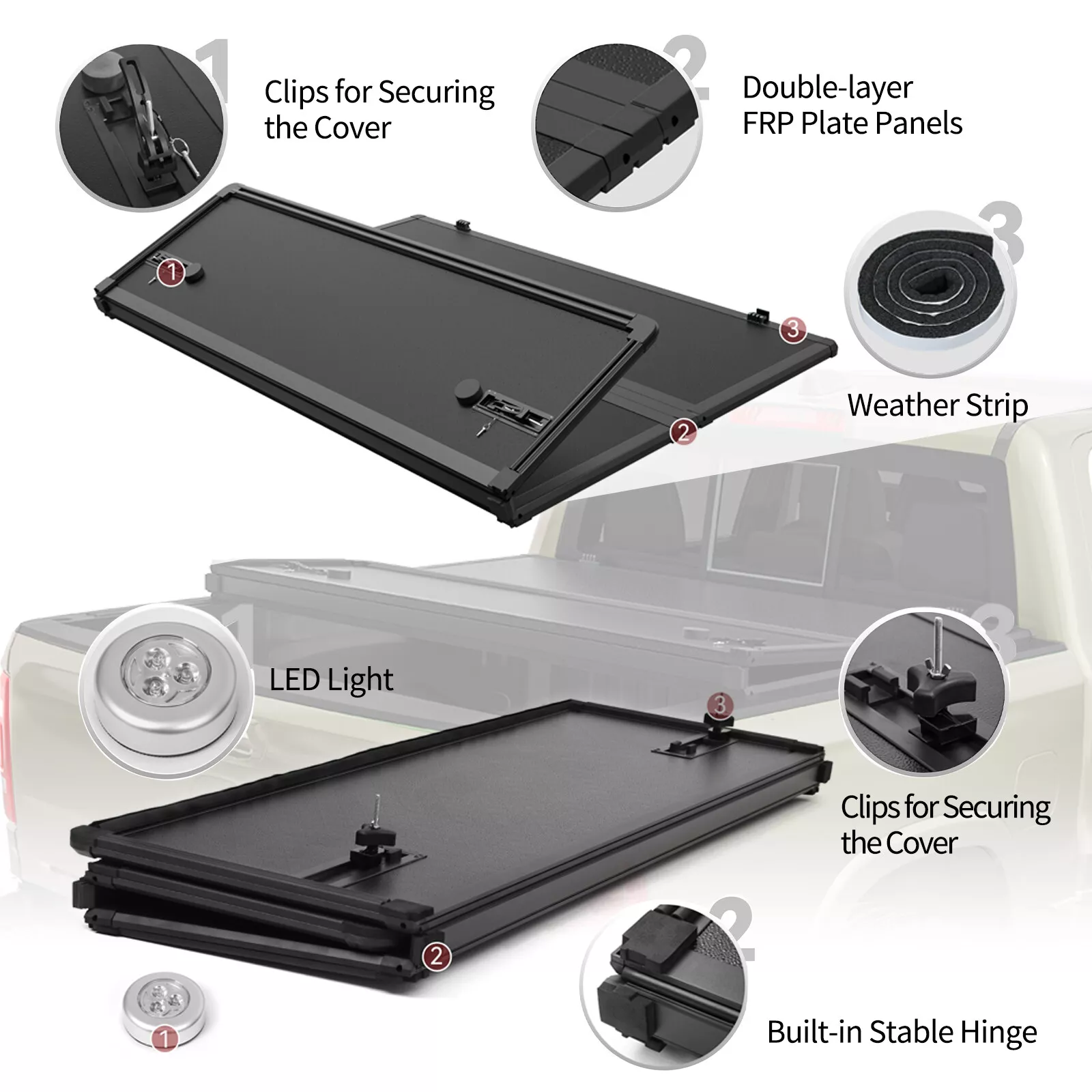RVNI 6.9FT Hard Tri-Fold Tonneau Cover For 2020-2023 2024 Silverado/Sierra 2500 HD 3500 HD