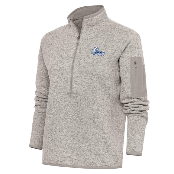 Women's Antigua Oatmeal Drake Bulldogs Fortune Half-Zip Jacket