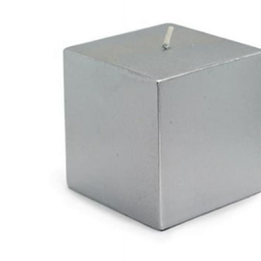 Jeco CPZ-136 3 x 3 in. Square Pillar Candles, Metallic Silver