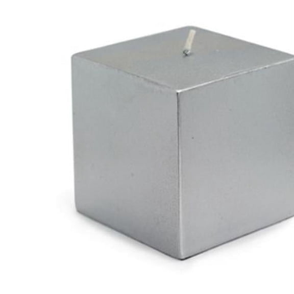 Jeco CPZ-136 3 x 3 in. Square Pillar Candles, Metallic Silver