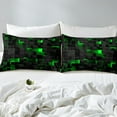 thumbnail image 3 of Erosebridal Black Green Fitted Sheet Queen Teen Geometric Check Grid Bed Sheets,Men Stereoscopic Abstract Square Bedding Set Neon Gradient Plaid Sheets 2 Pillow Cases, 3 of 4
