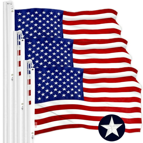 USA American Flag 12x18IN 3-Pack Embroidered Polyester By G128
