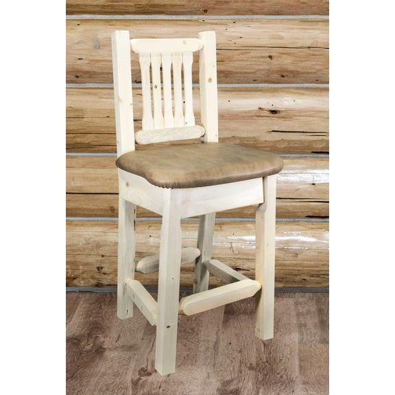 Homestead Collection Counter Height Barstool w/ Back - Buckskin Upholstery, Ready to Finish