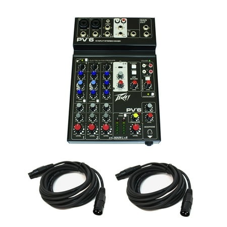 Live Sound Mixer Case - Peavey PV6 New Pro Audio DJ Live Sound Studio 6 Channel Slim Mixer (2) XLR Cables