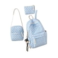 thumbnail image 2 of Quilted Gingham Pattern Three-Piece Backpack Combo, Cute Bow Decor School Rucksack, Matching Shoulder Bag & Purse for Teen Daily Commute, 2 of 3