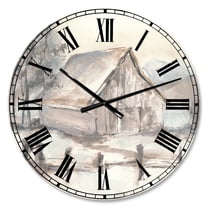 Designart 'Farmhouse Barn Grey VII' Farmhouse wall clock