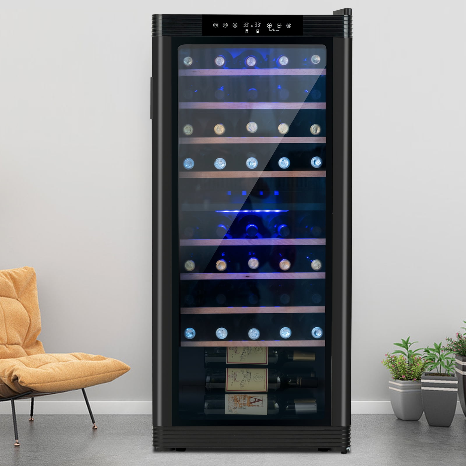 KENWELL 48 Bottles Compressor Dual Zone Freestanding Wine Cooler Refrigerator/Chiller-Red/White Wine Beer and Champagne Wine Cellar-Digital Temperature Display-Double-layer Glass Door-Quiet Operation 