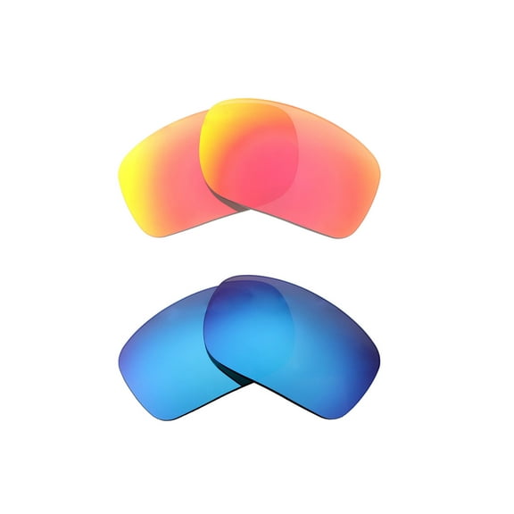 Walleva Polarized Fire Red   Ice Blue Replacement Lenses For Oakley Shocktube Sunglasses