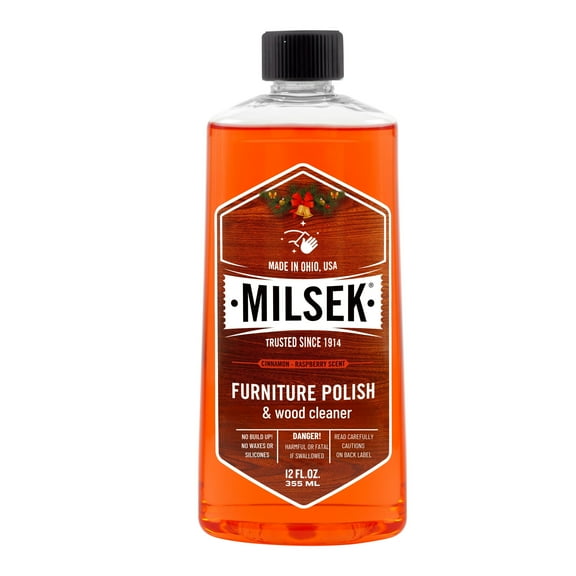 Milsek Wooden Cabinet Polish, Furniture Polishes, 12 oz, Cinnamon Raspberry Scent