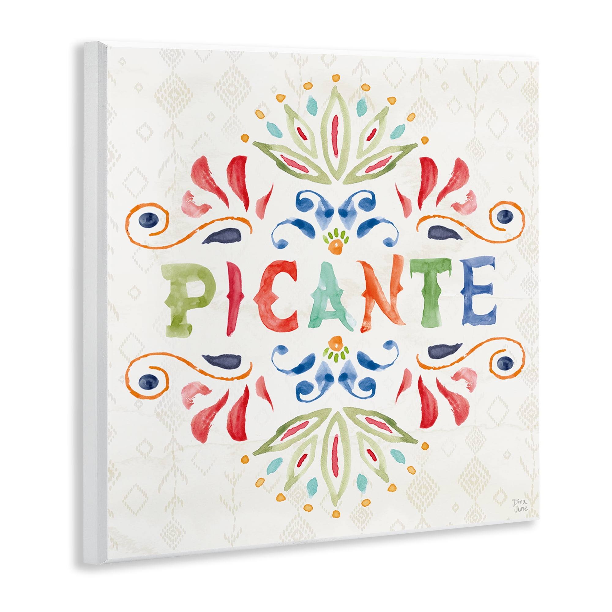 Stupell Industries Picante con Patrón Vibrante Inspirational Quotes & Sayings Painting Unframed Art Print Wall Art, 12 x 12
