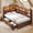Walnut Brown, variant on Farmhouse Twin Daybed With Bookcase & Charging Station Corner Bed Frame With Led Lights & 2 Storage Drawers