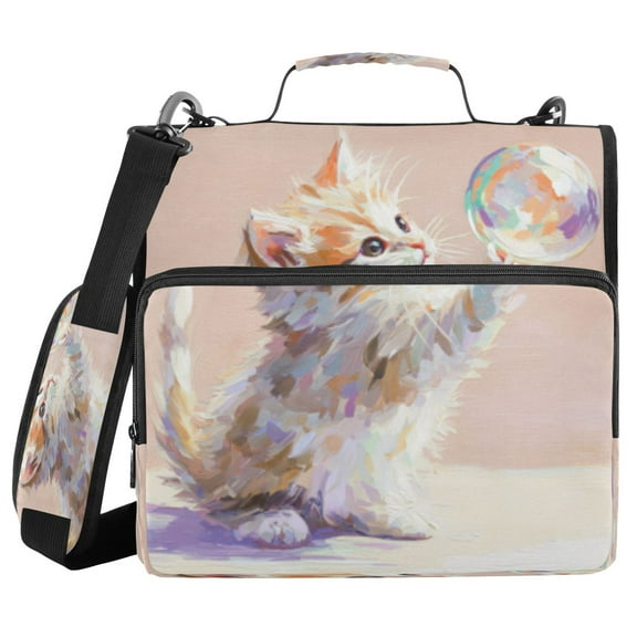 DIXRUYEE Zipper Binder trapper keeper Documents Organized Design Kitten & Bubble Printed
