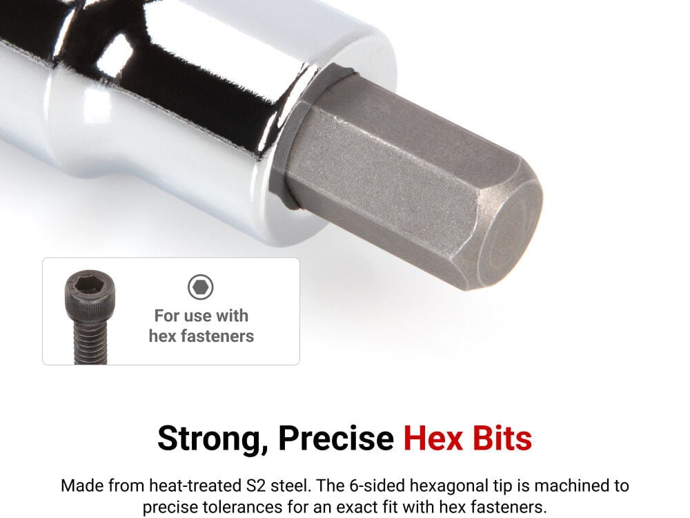 TEKTON 1/2 Inch Drive Hex Bit Socket Set with Rail, 14-Piece (6 - 19 mm) | SHB92102