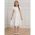 thumbnail image 3 of Jowowha Robe en Tulle Blanche pour Filles Manches Courtes Mariage Concours Fête Communion Robe Formelle Blanche 12, 3 of 7