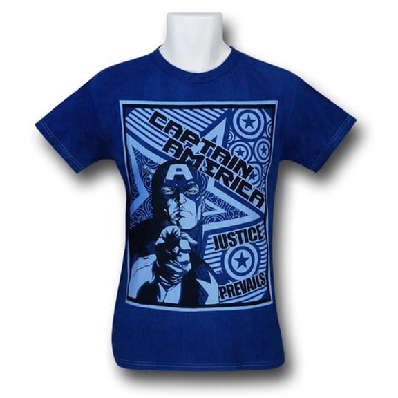 Captain America (Marvel) Mens T-Shirt -Justice Prevails Poster Style Image