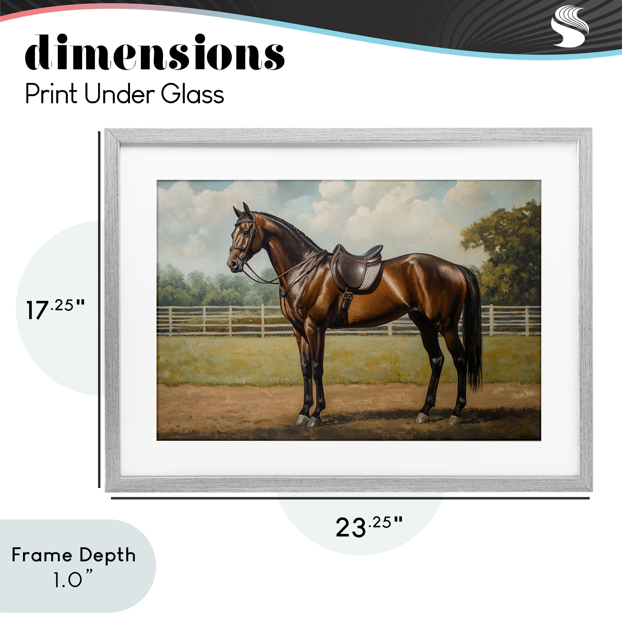 Stupell Industries Saddled & Ready For The Show Gray Framed Print Under Glass, design by Petal Prints Design
