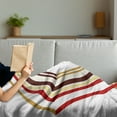 thumbnail image 3 of Modern Soft Flannel Fleece Throw Blanket, Retro Style Diamond Like Border Line Geometrical Artwork Design, Cozy Plush for Indoor and Outdoor Use, 50" x 70", Caramel Brown, by Ambesonne, 3 of 5
