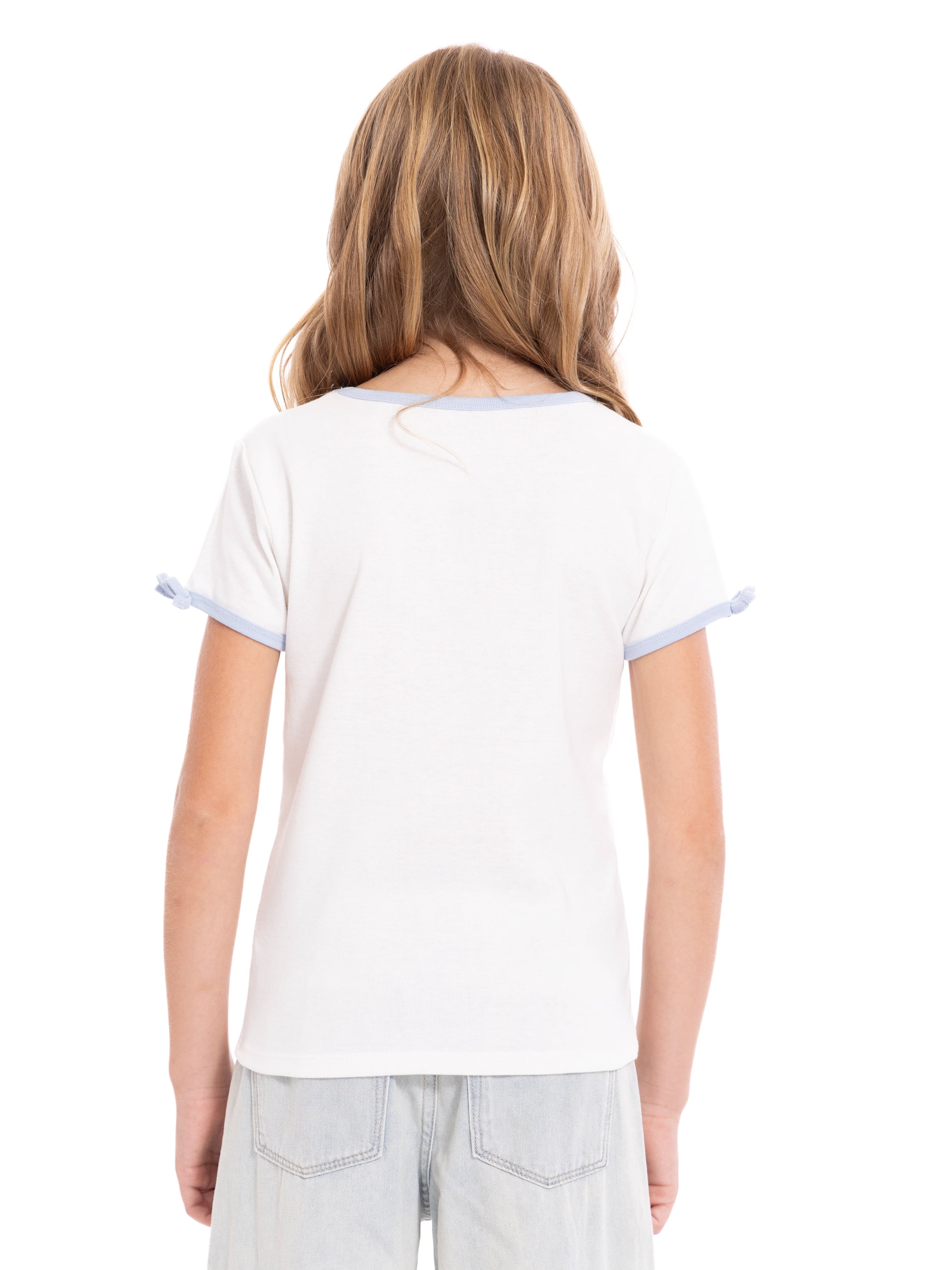Hello Kitty Girls Bow Detail Graphic Tee with Short Sleeves, Sizes 4-16